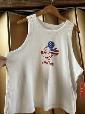 Old Navy X Disney (Size 3X) Ribbed  White Tank Mickey Patriotic Festival USA